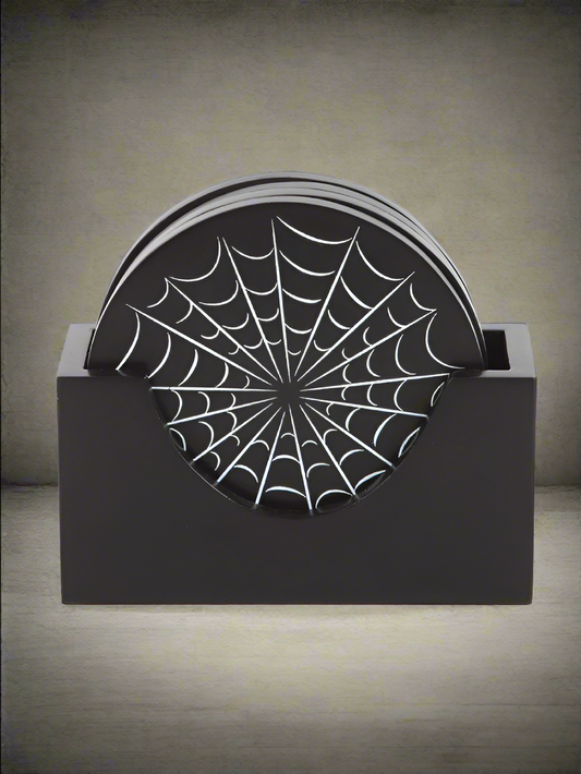 Spider webb gothic black coasters