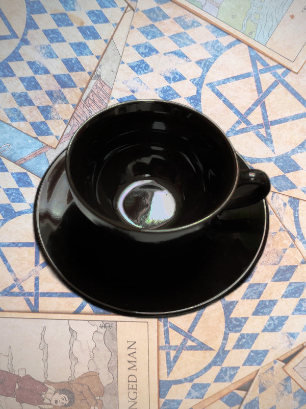 black glossy teacup side shot